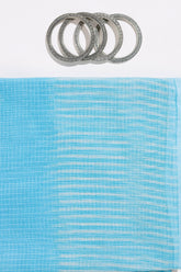 Aqua Blue - Kota Doria Bagru Hand Block Printed Saree